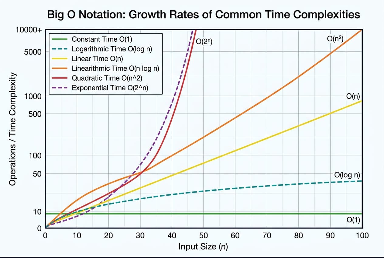 Big O growth curves chart